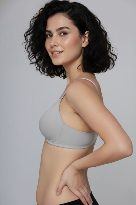 Zivame Padded Non Wired Medium Coverage Tshirt Bra - Grey Melange — image 3